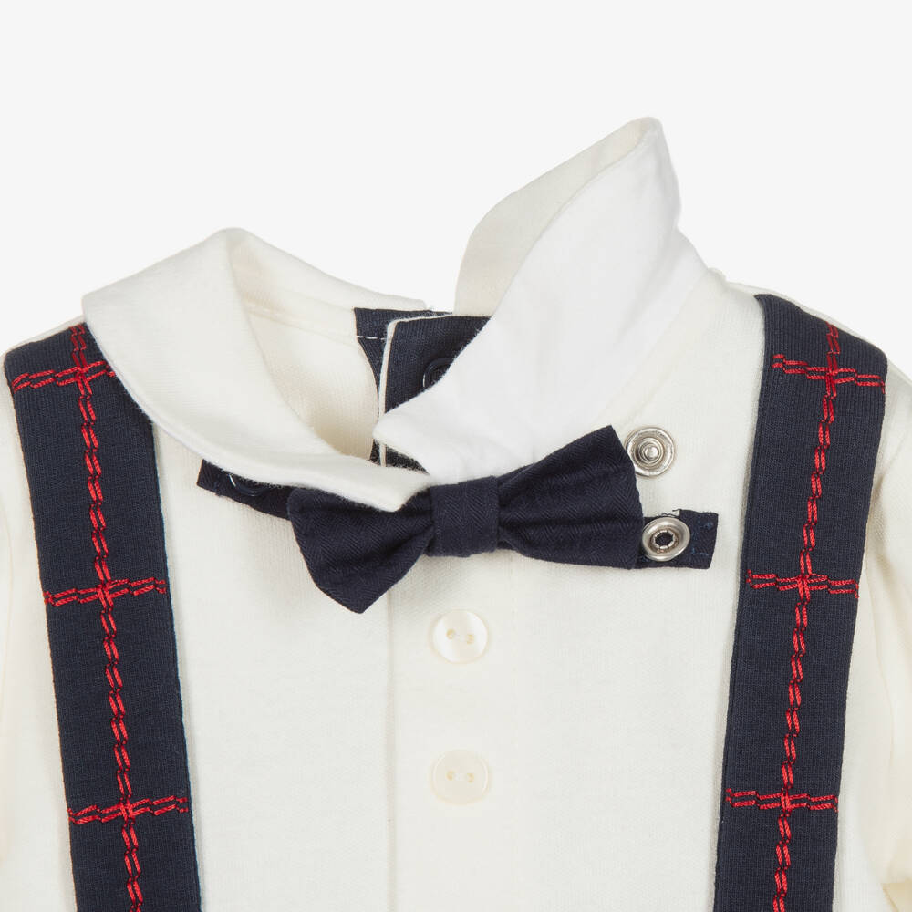 Emile et Rose-Boys Blue Check Babygrow | Childrensalon Outlet