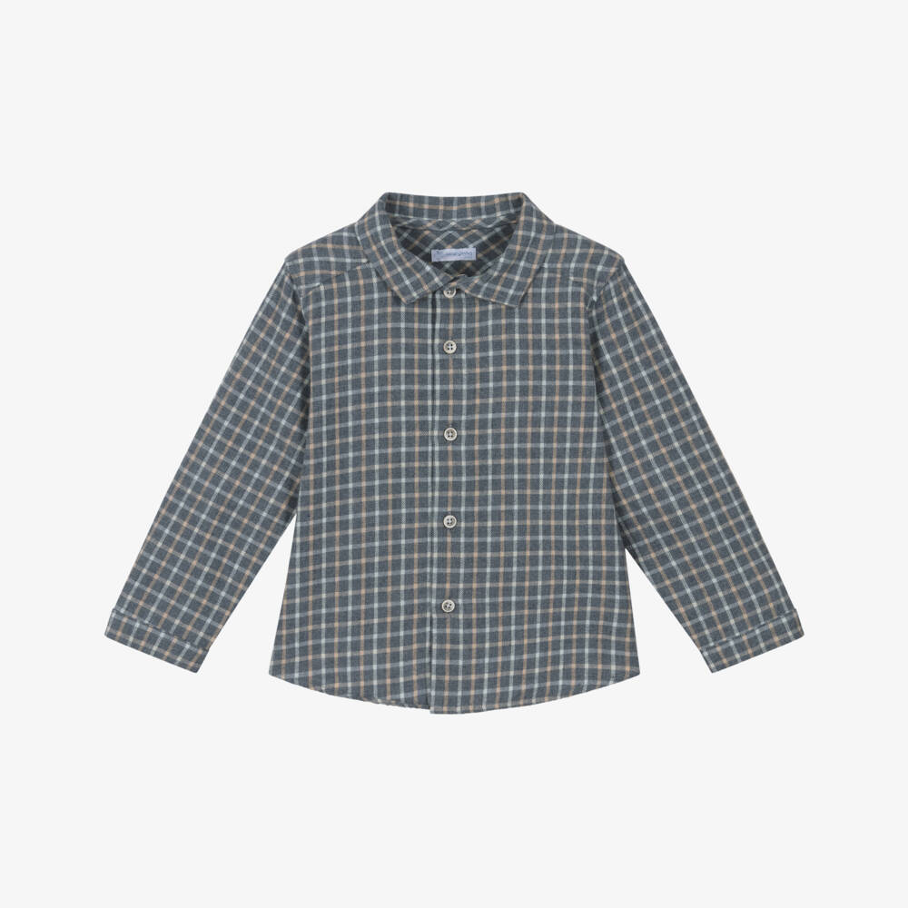 Laranjinha-Мягкая хлопковая рубашка в голубую клетку для мальчиков | Childrensalon Outlet