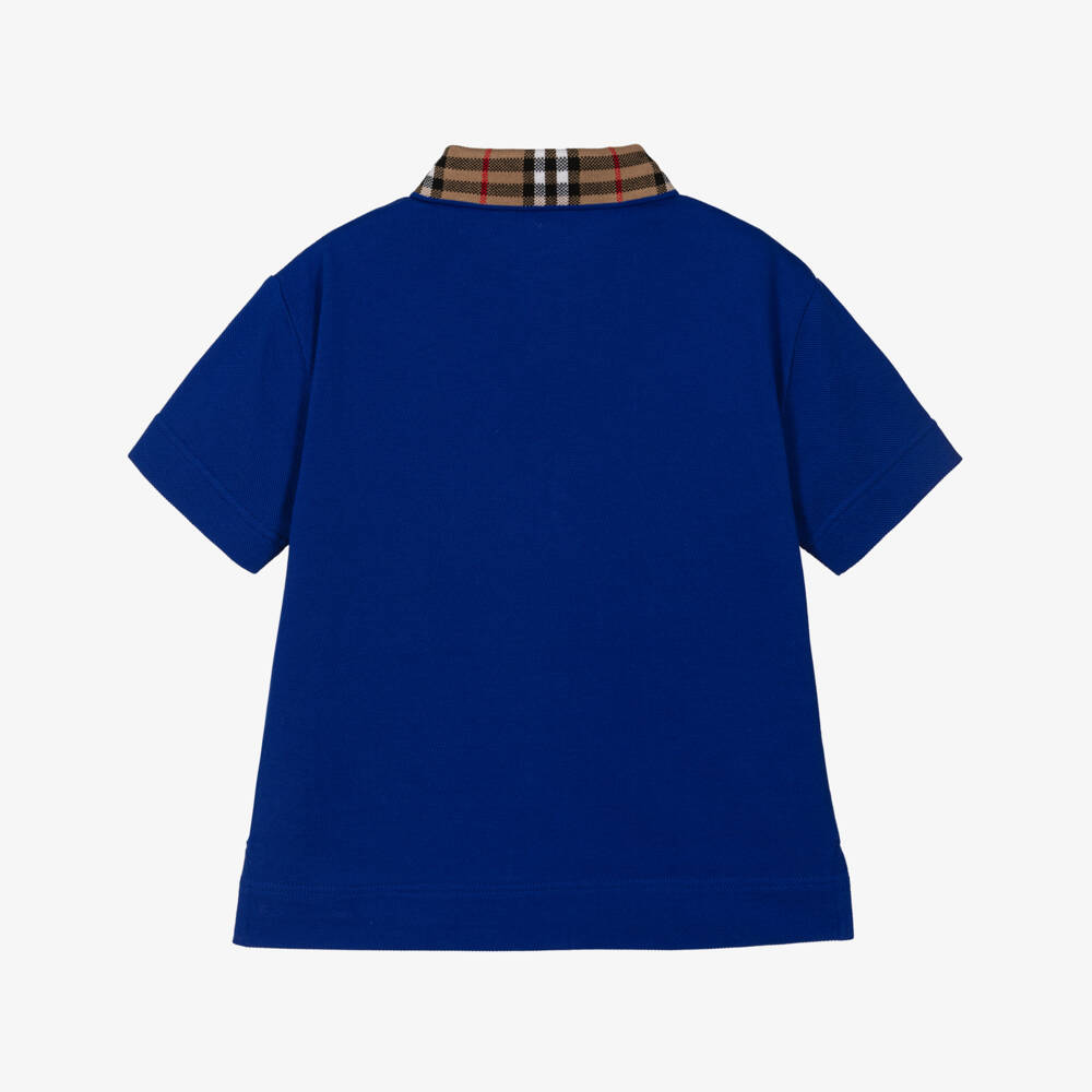 Burberry-Boys Blue Check Polo Shirt | Childrensalon Outlet