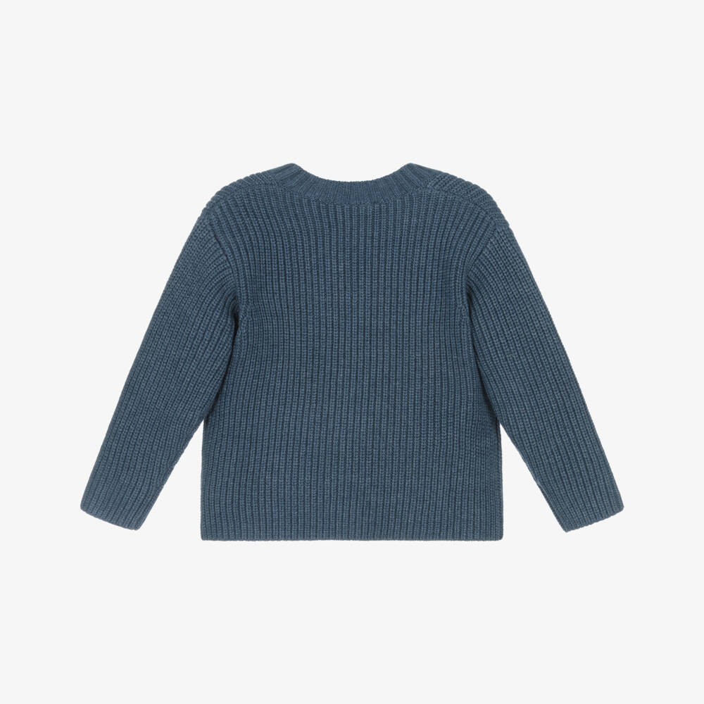 Il Gufo-Boys Blue Chunky Knit Cardigan | Childrensalon Outlet