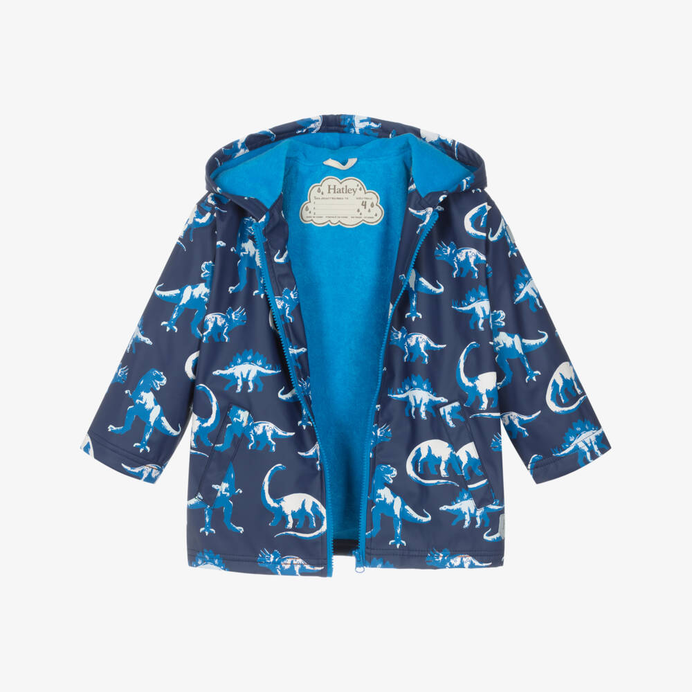 Hatley-Boys Blue Colour Changing Dinosaur Print Raincoat | Childrensalon Outlet