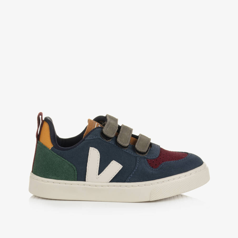 VEJA-Boys Blue Colourblock Suede Leather V-10 Trainers | Childrensalon Outlet
