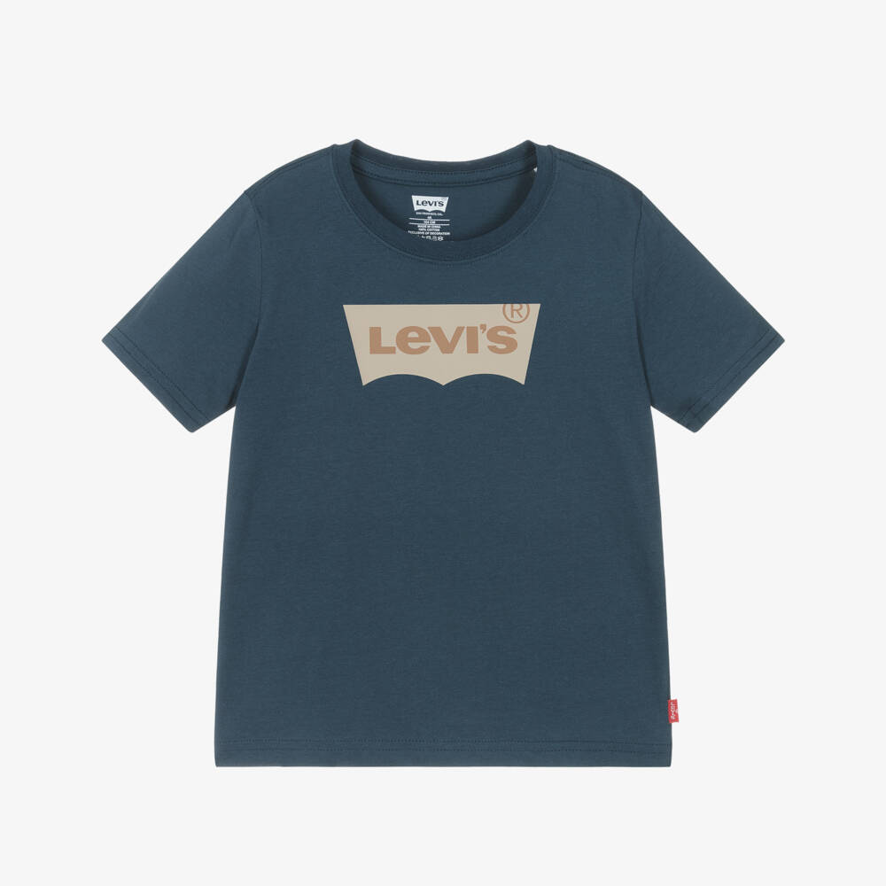 Levi's-Boys Blue Cotton Batwing Logo T-Shirt | Childrensalon Outlet