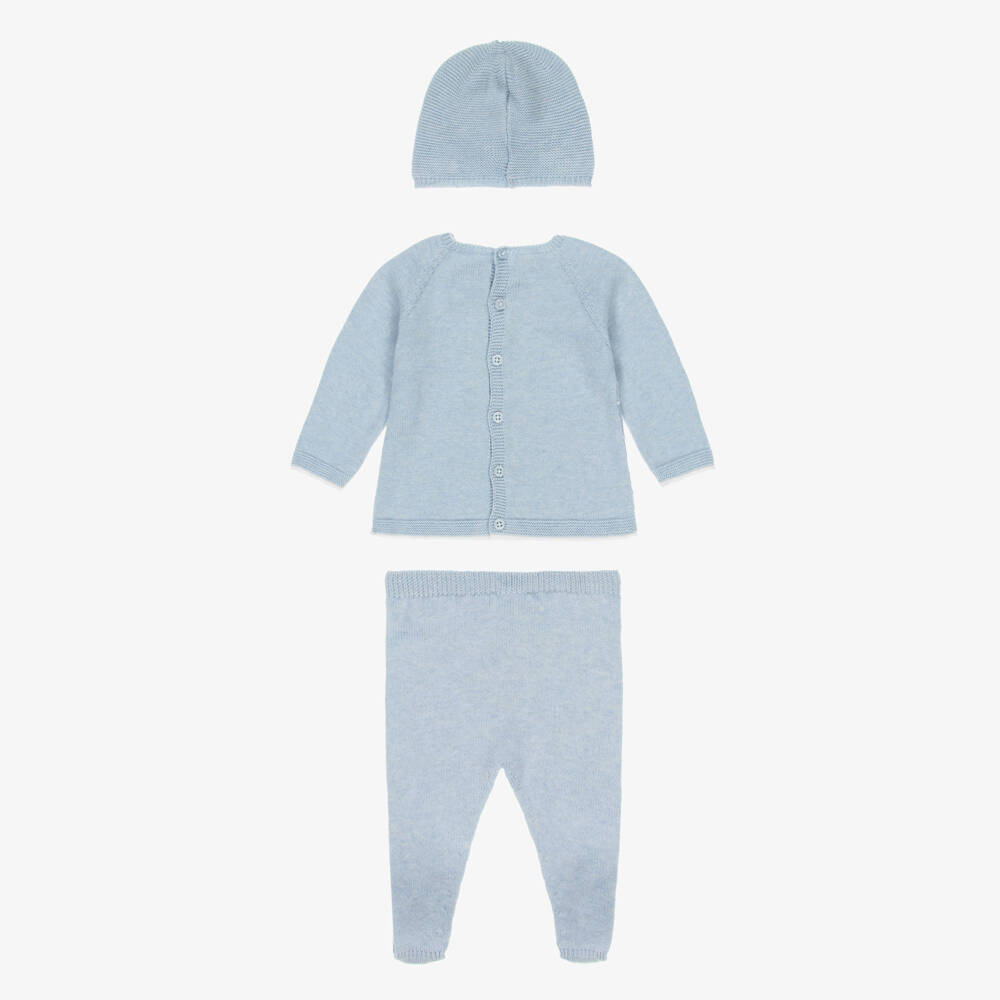 PAZ Rodríguez-Boys Blue Cotton & Cashmere Knitted Babysuit Set | Childrensalon Outlet