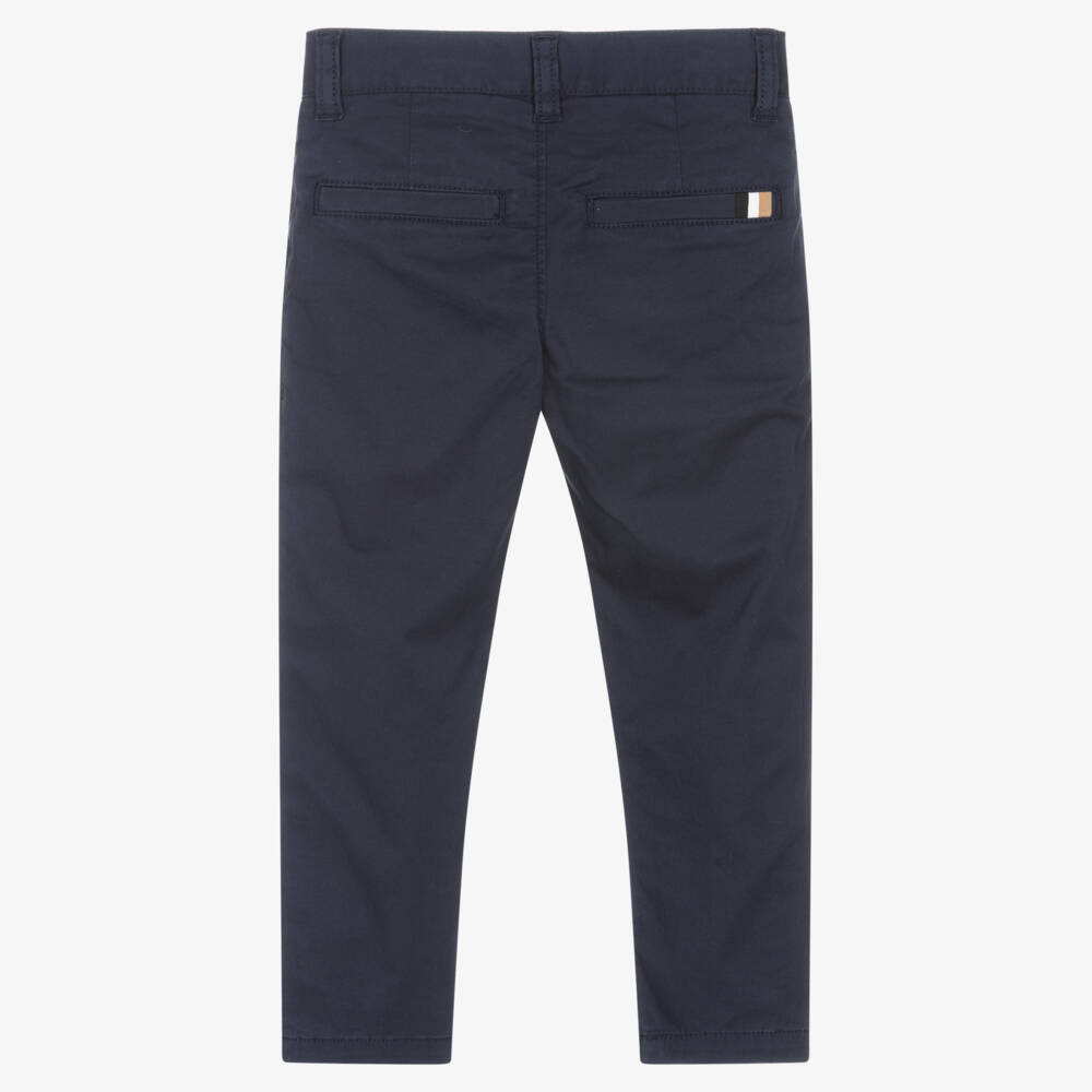 BOSS-Boys Blue Cotton Chino Trousers | Childrensalon Outlet
