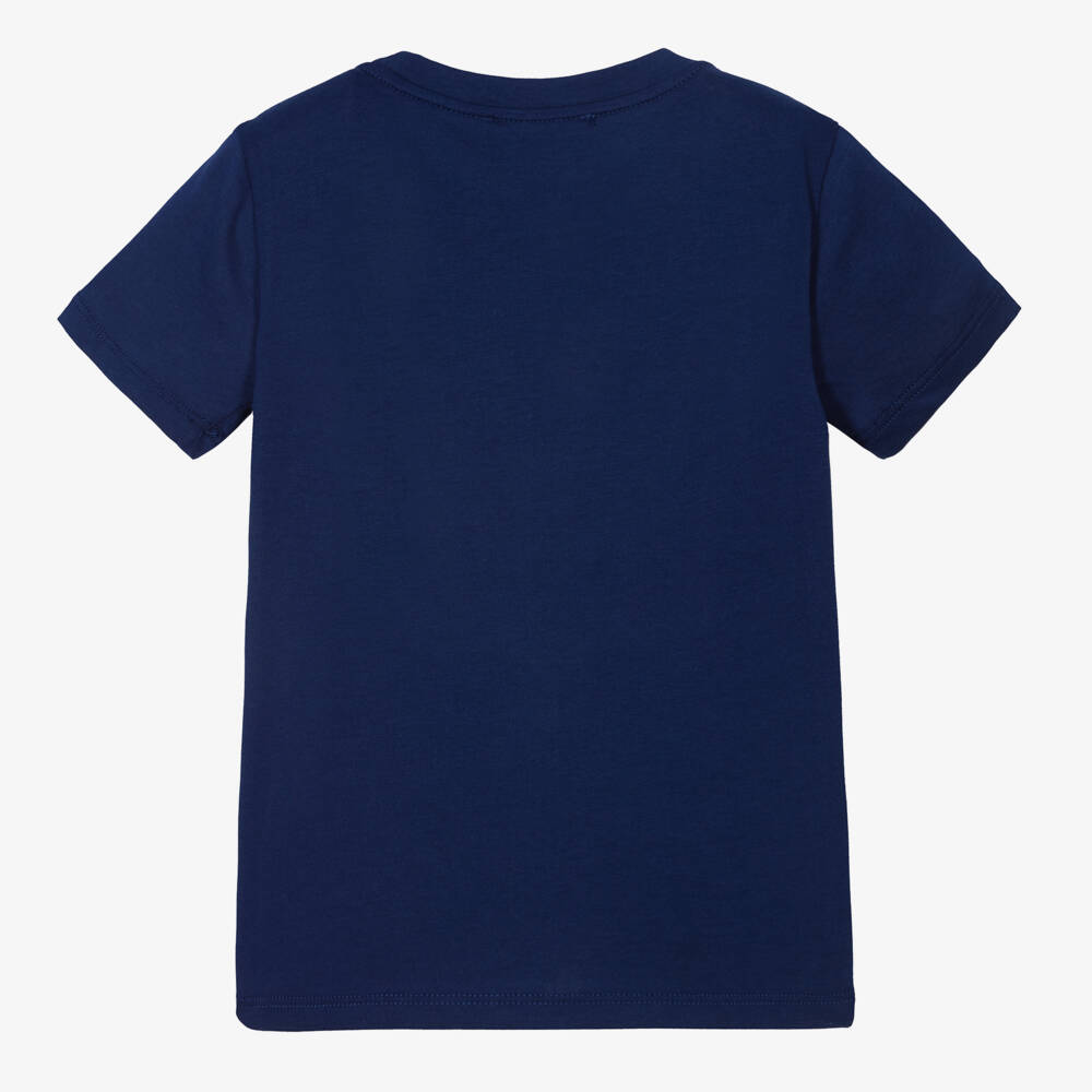 Emporio Armani-Boys Blue Cotton Eagle T-Shirt | Childrensalon Outlet