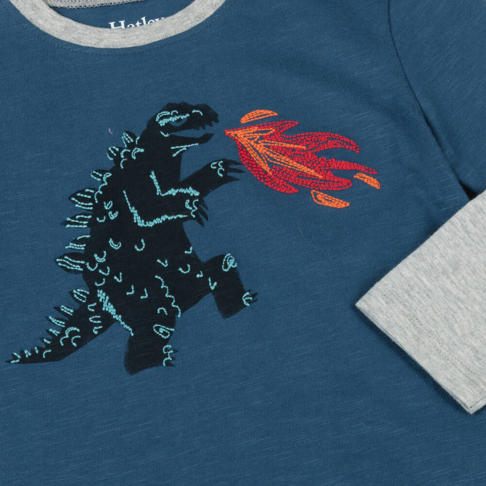 Hatley-Boys Blue Cotton Embroidered Monster Top | Childrensalon Outlet