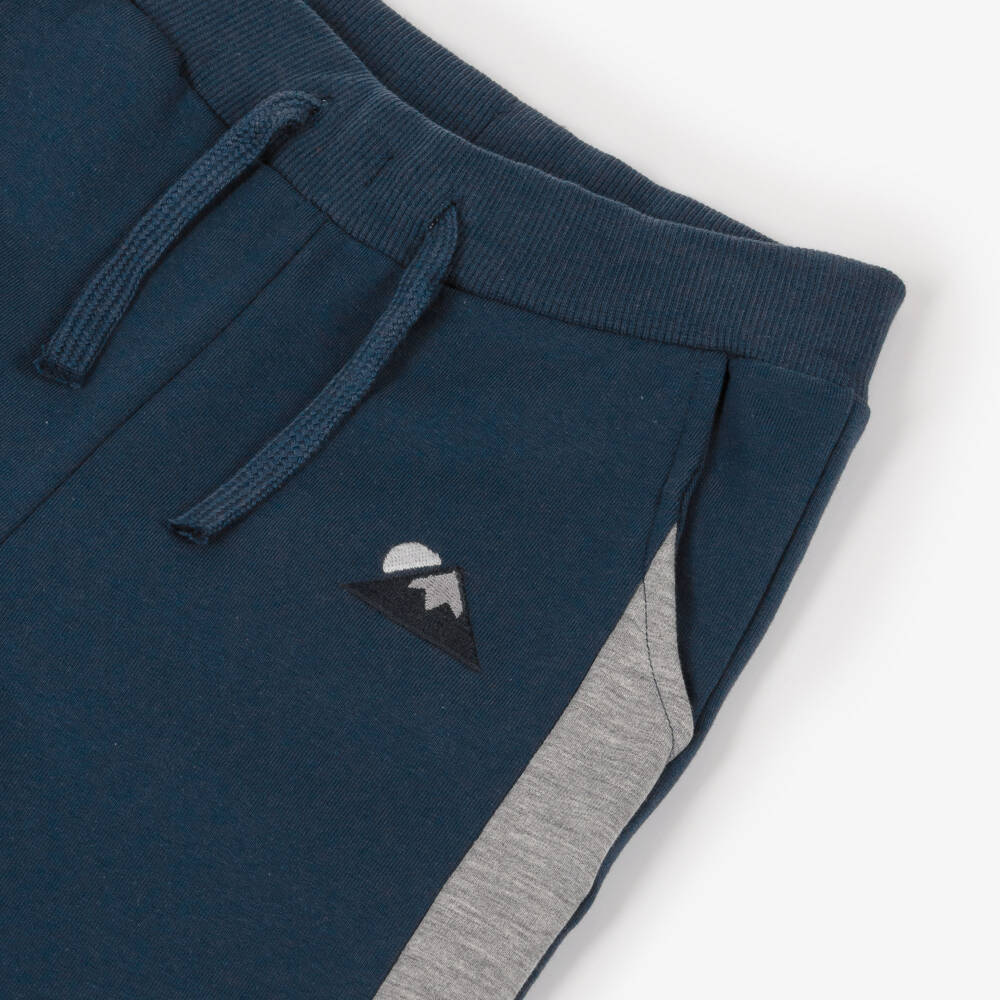 NAME IT-Boys Blue Cotton Joggers with Colourblock Trim | Childrensalon Outlet