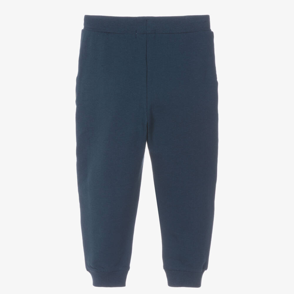 NAME IT-Boys Blue Cotton Joggers with Colourblock Trim | Childrensalon Outlet