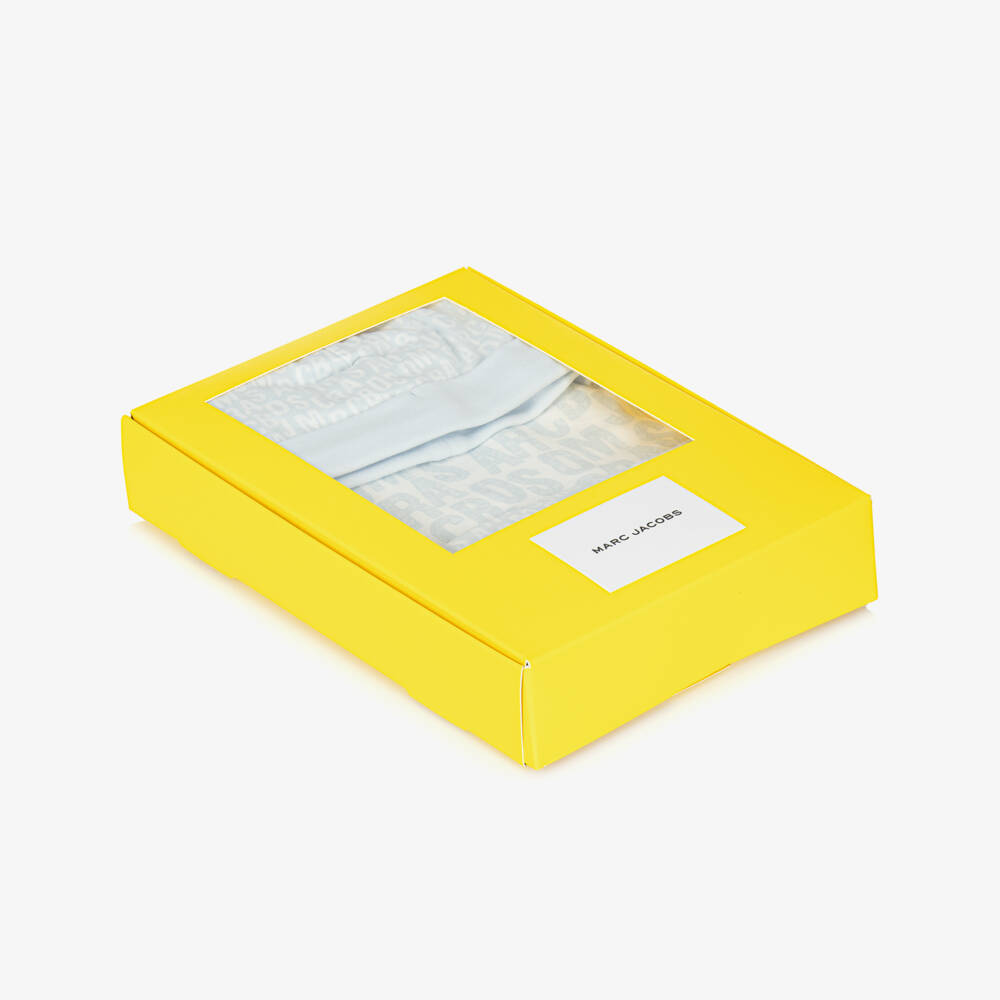 MARC JACOBS-Boys Blue Cotton Jumbled Logo Babysuit Set | Childrensalon Outlet