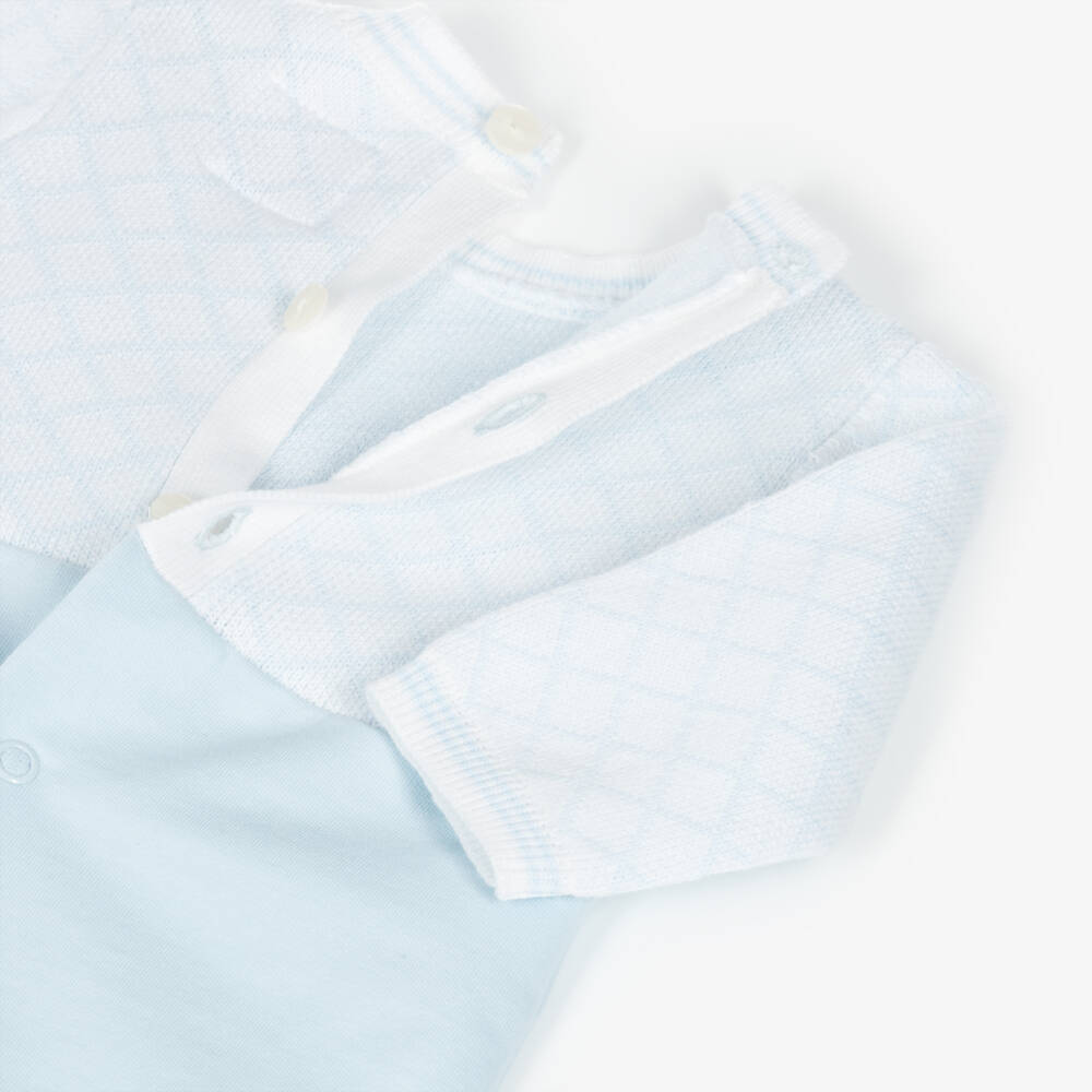 Emile et Rose-Boys Blue Cotton Knit & Jersey Dungaree Babygrow | Childrensalon Outlet
