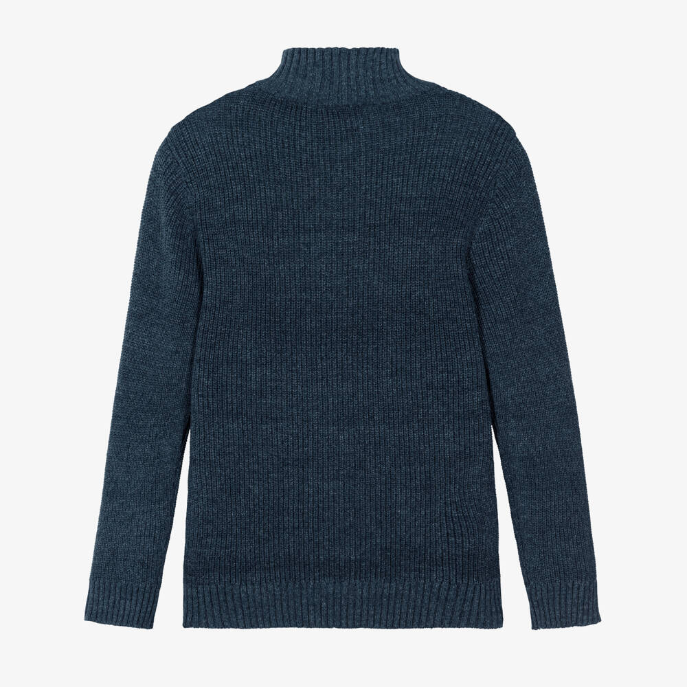Mayoral Нукутаваке-Boys Blue Cotton Knit Quarter-Zip Jumper | Childrensalon Outlet