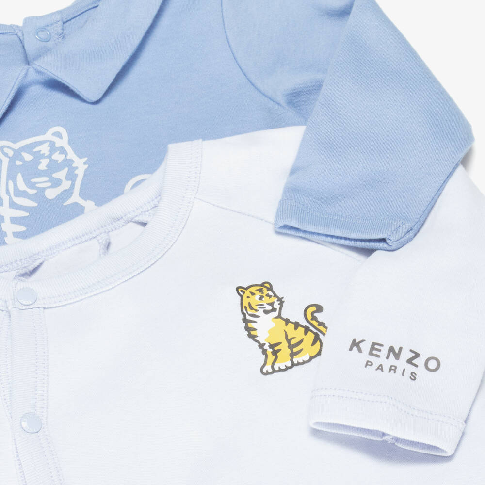 KENZO KIDS-Boys Blue Cotton Kotora Tiger Babygrows (2 Pack) | Childrensalon Outlet