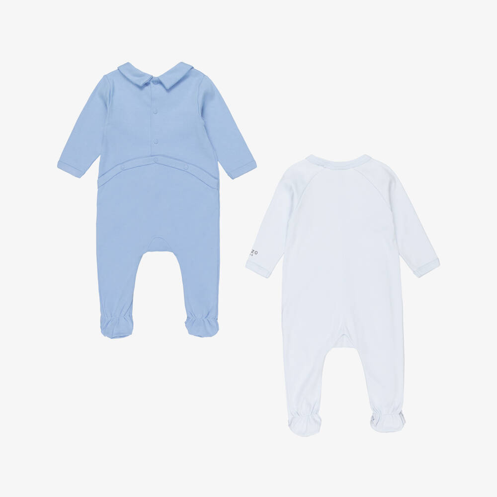 KENZO KIDS-Boys Blue Cotton Kotora Tiger Babygrows (2 Pack) | Childrensalon Outlet