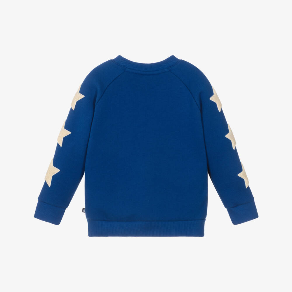 Petit Bateau-Boys Blue Cotton Sweatshirt with Star Appliqués | Childrensalon Outlet