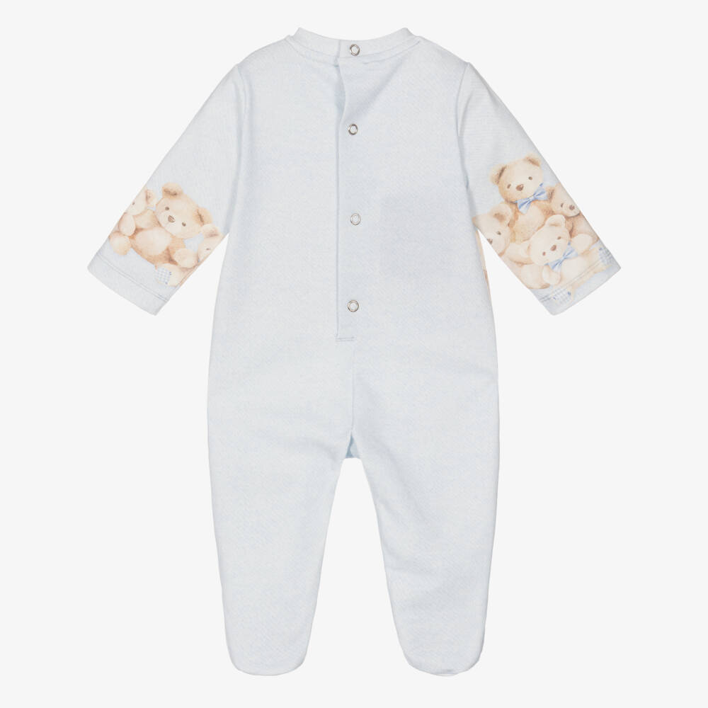 Lapin House-Boys Blue Cotton Teddy Bear Babygrow | Childrensalon Outlet