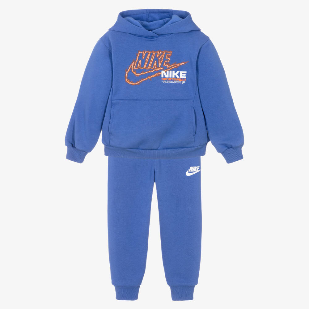 Nike-Boys Blue Cotton Tracksuit with Lightning Swoosh Logo | Childrensalon Outlet