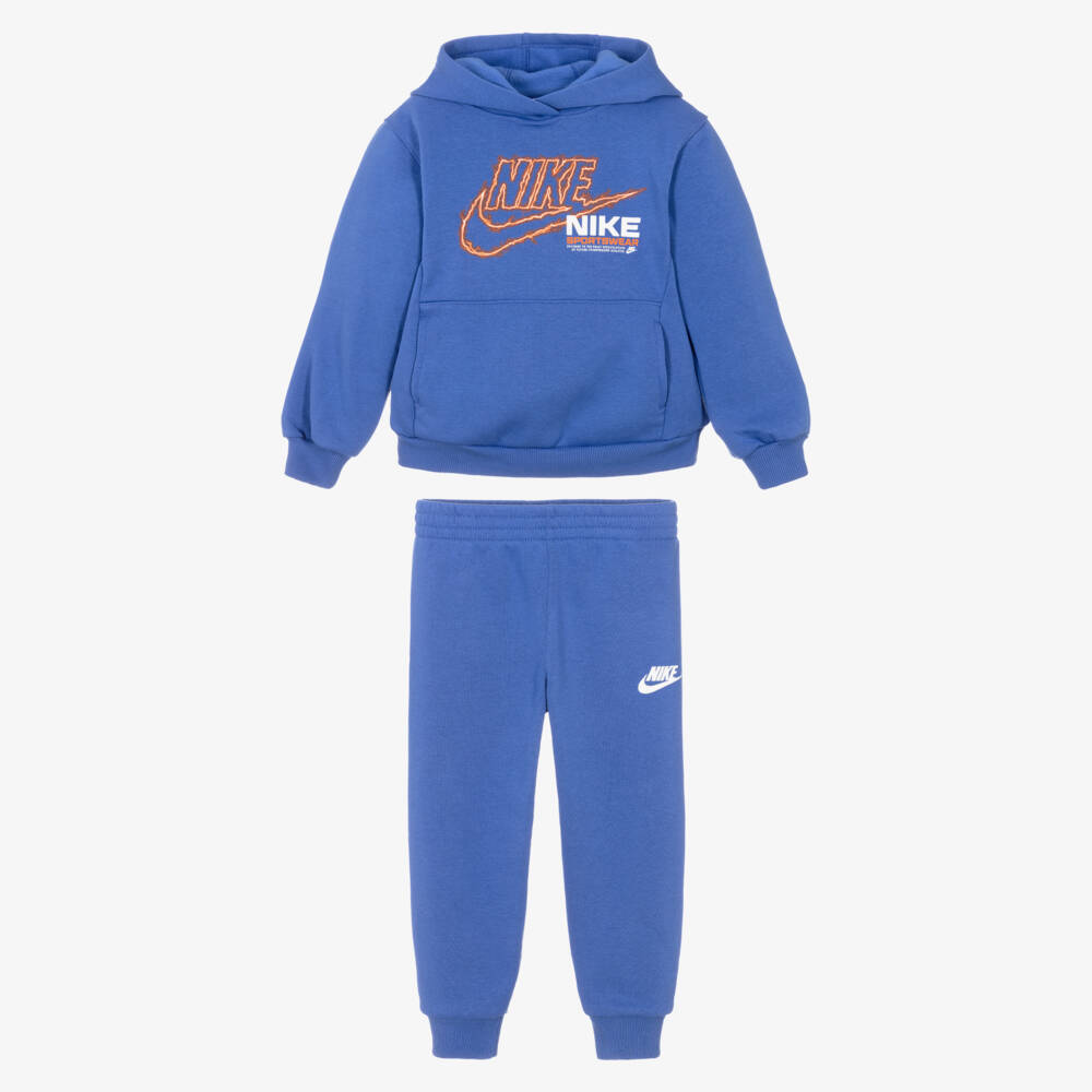 Nike-Boys Blue Cotton Tracksuit with Lightning Swoosh Logo | Childrensalon Outlet