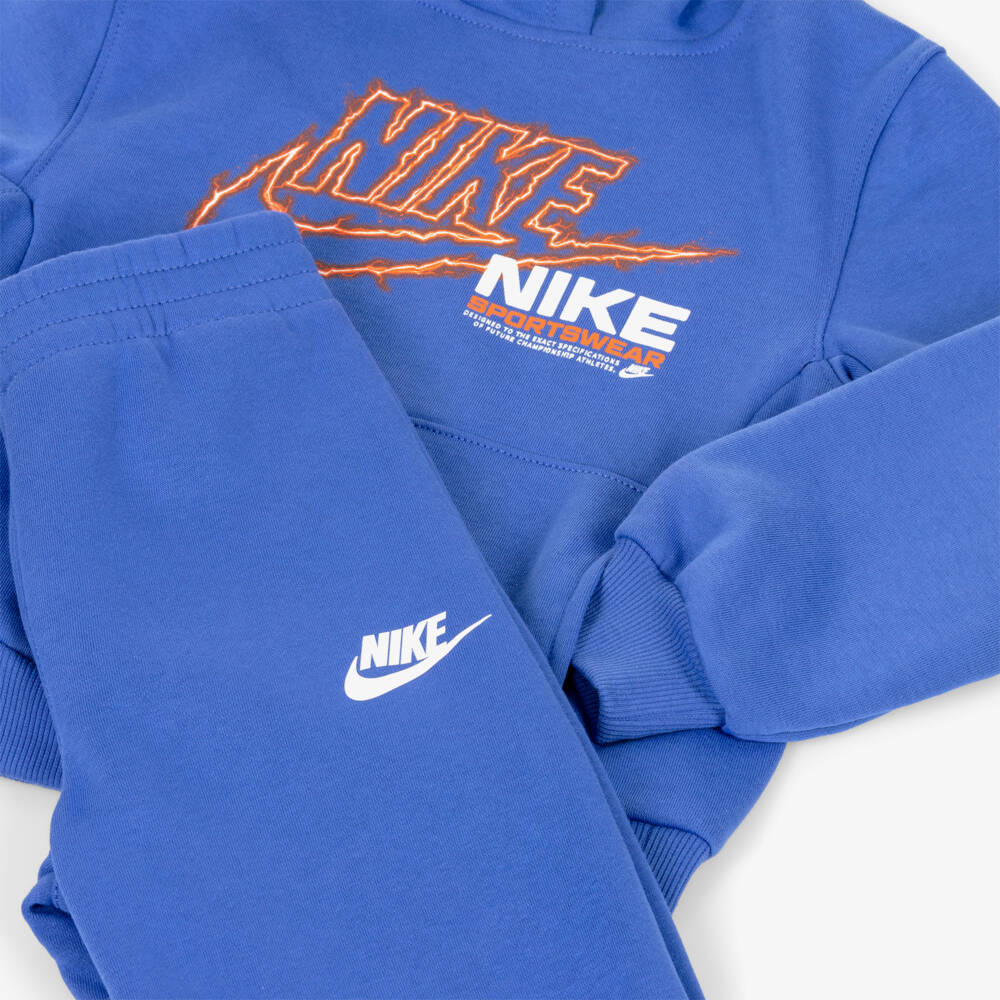 Nike-Boys Blue Cotton Tracksuit with Lightning Swoosh Logo | Childrensalon Outlet