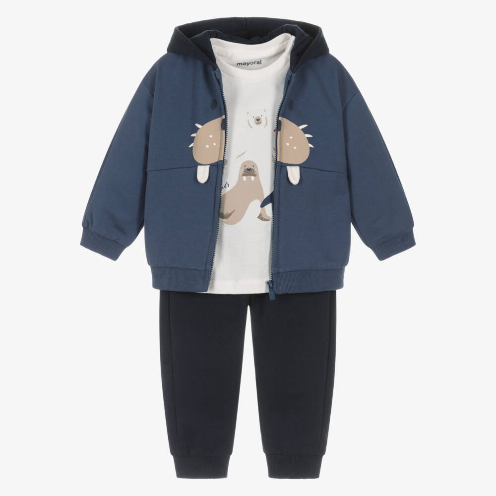 Mayoral-Boys Blue Cotton Walrus & Friends Tracksuit Set | Childrensalon Outlet