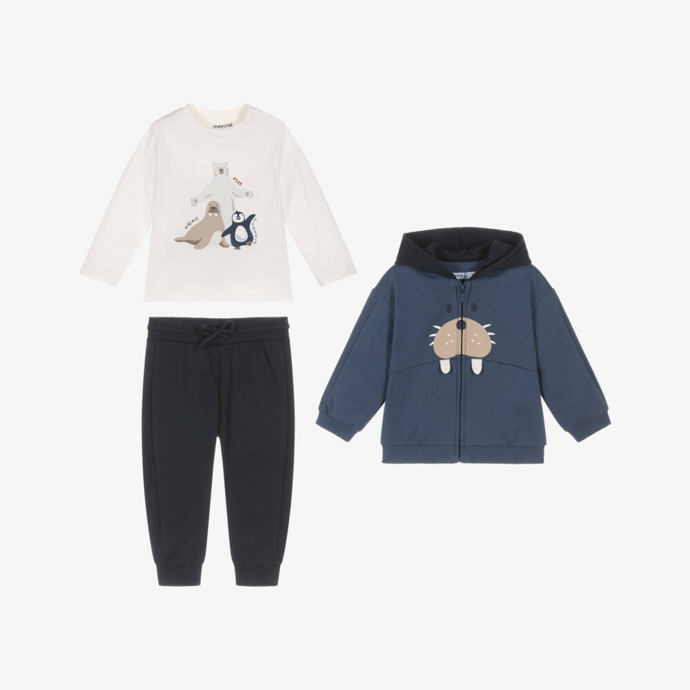 Mayoral-Boys Blue Cotton Walrus & Friends Tracksuit Set | Childrensalon Outlet