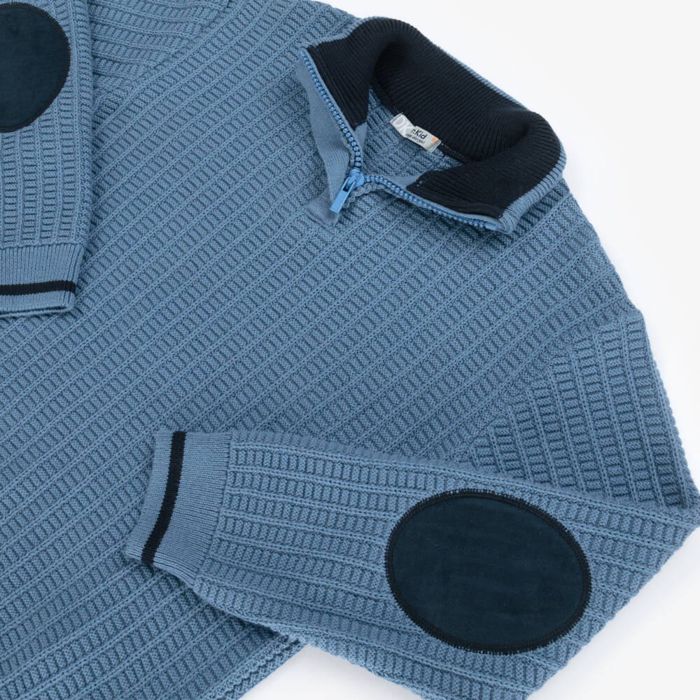 Dr. Kid-سترة صوفية زرقاء دافئة للأولاد بسحاب | Childrensalon Outlet
