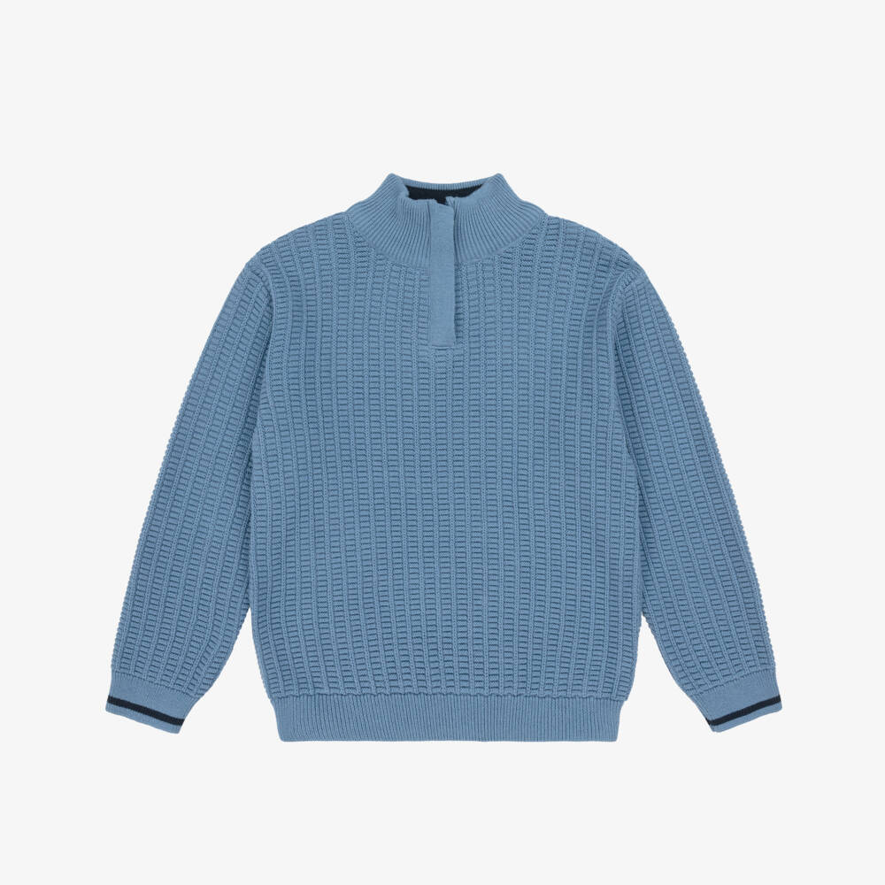 Dr. Kid-سترة صوفية زرقاء دافئة للأولاد بسحاب | Childrensalon Outlet