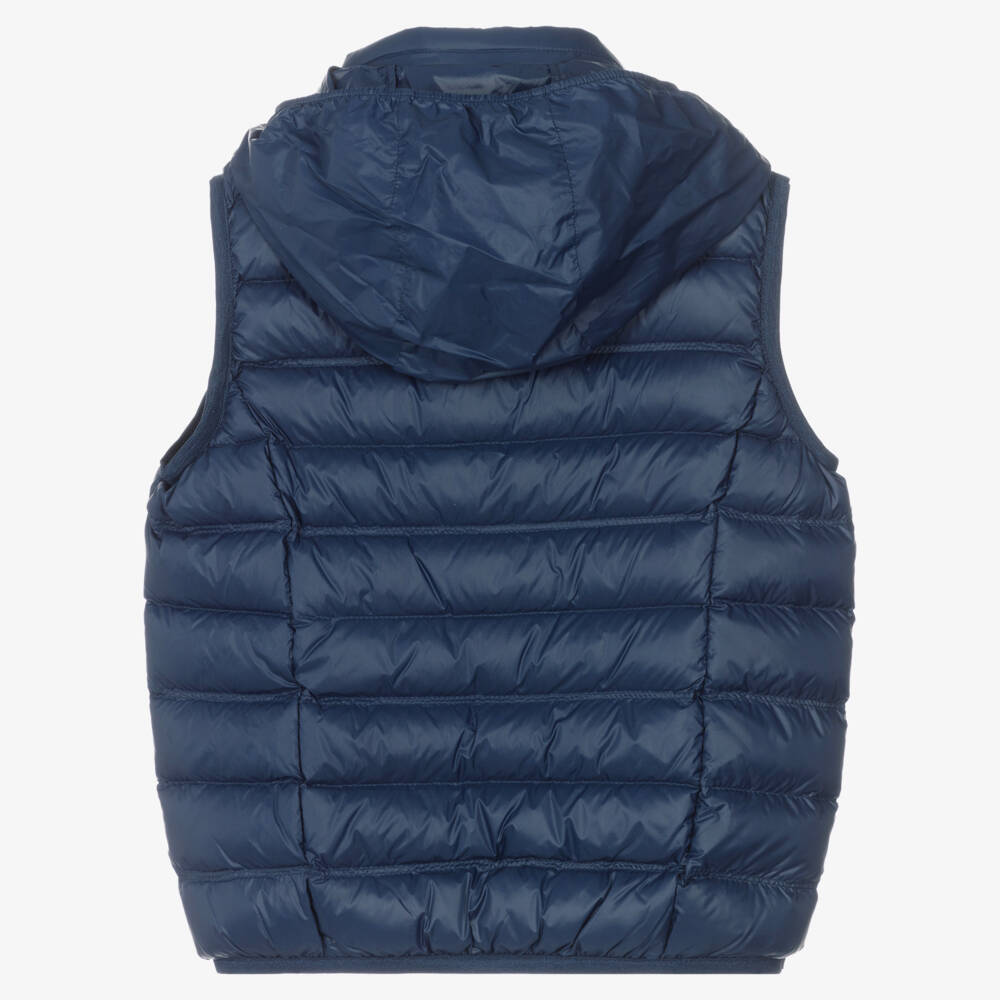 EA7 Emporio Armani-Boys Blue Down Padded Gilet | Childrensalon Outlet