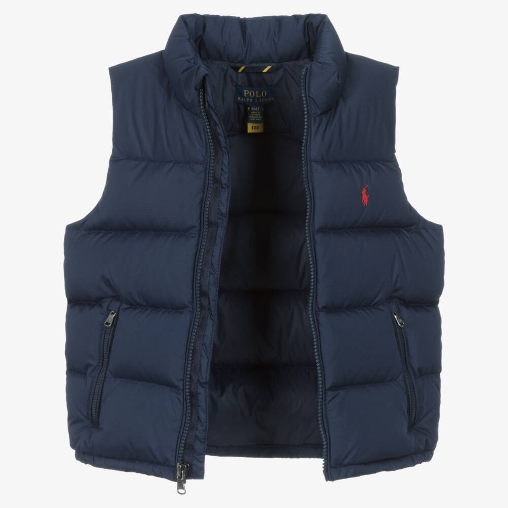 Ralph Lauren-Boys Blue Down Padded Puffer Gilet | Childrensalon Outlet