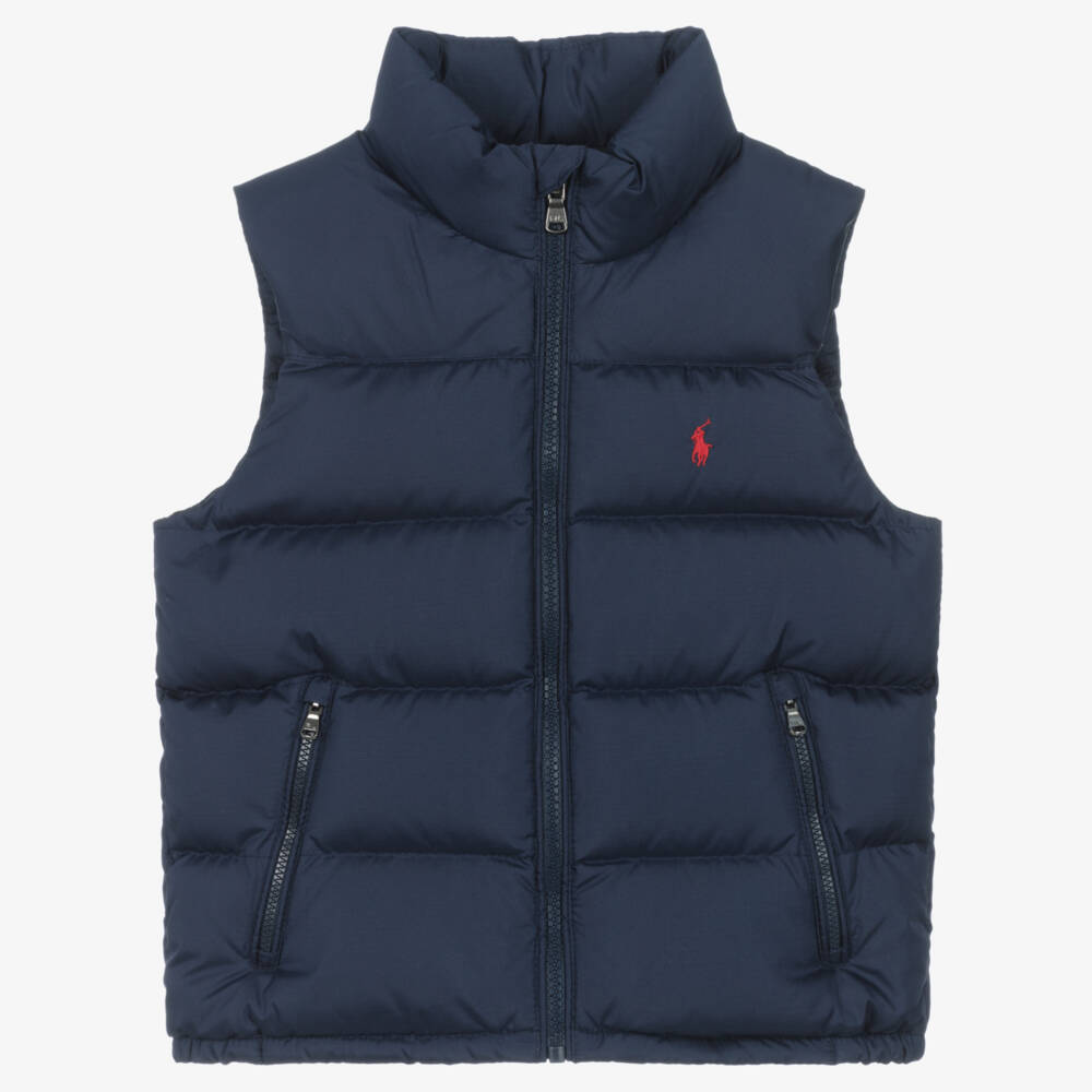 Ralph Lauren-Boys Blue Down Padded Puffer Gilet | Childrensalon Outlet