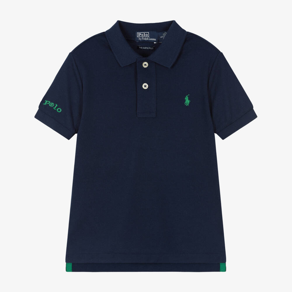 Polo Ralph Lauren-Boys Blue Earth Logo Polo Shirt | Childrensalon Outlet