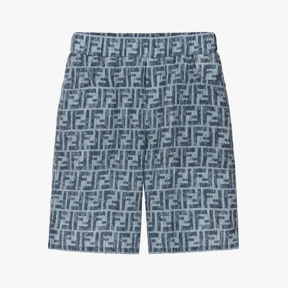 Fendi-Льняные шорты с логотипом синие для мальчиков | Childrensalon Outlet