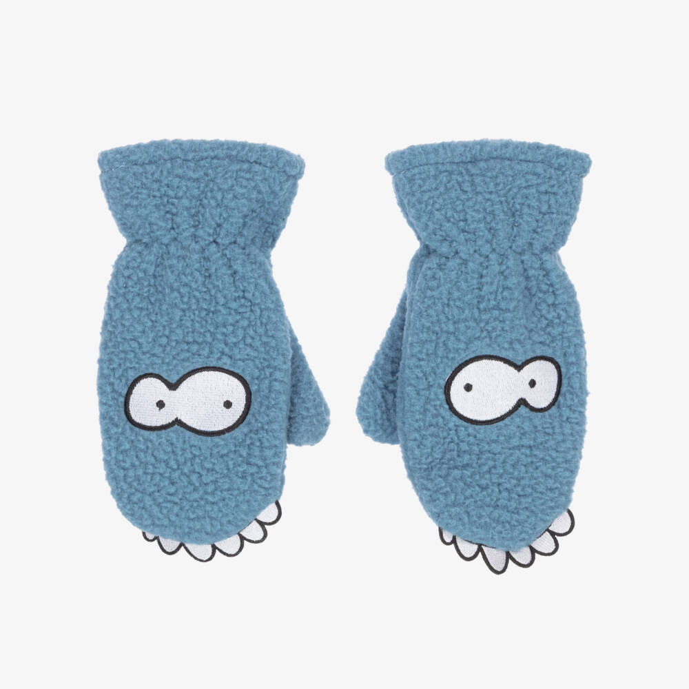 Stella McCartney Kids-Boys Blue Fleece Monster Mittens | Childrensalon Outlet