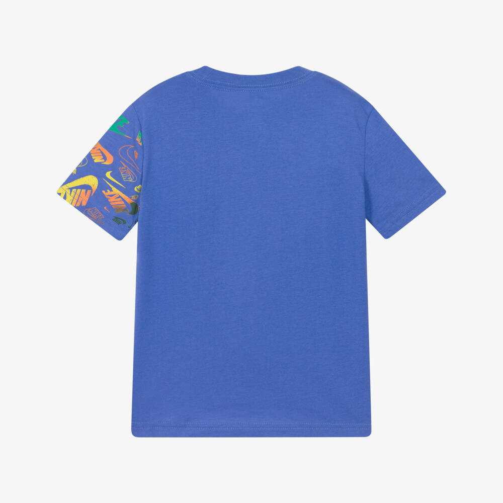 Nike-Boys Blue Graphic Logo Print T-Shirt | Childrensalon Outlet