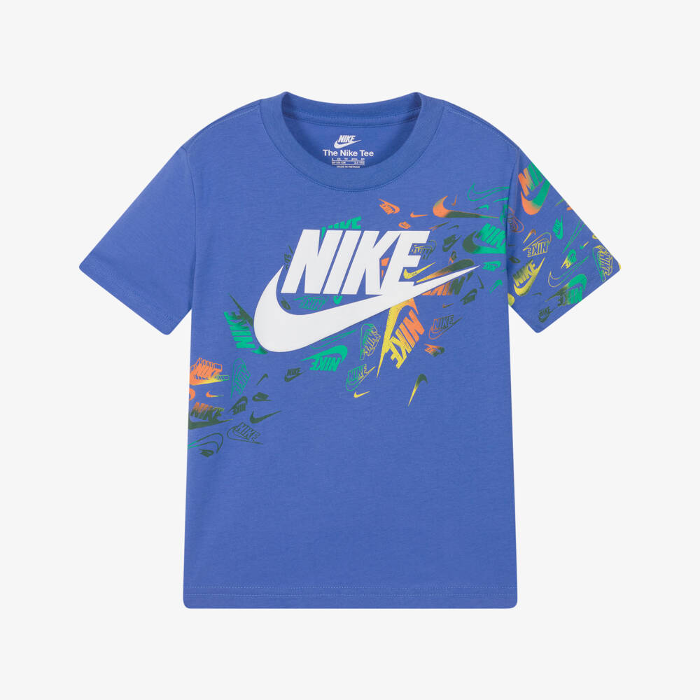 Nike-Boys Blue Graphic Logo Print T-Shirt | Childrensalon Outlet