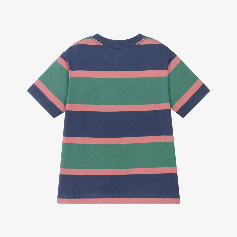 Ralph Lauren-Boys Blue, Green & Pink Cotton Stripe T-Shirt | Childrensalon Outlet