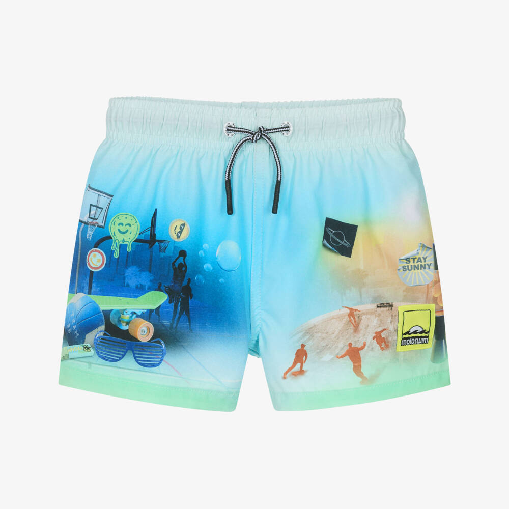 Molo-شورت سباحة رياضي أزرق-أخضر للأولاد | Childrensalon Outlet