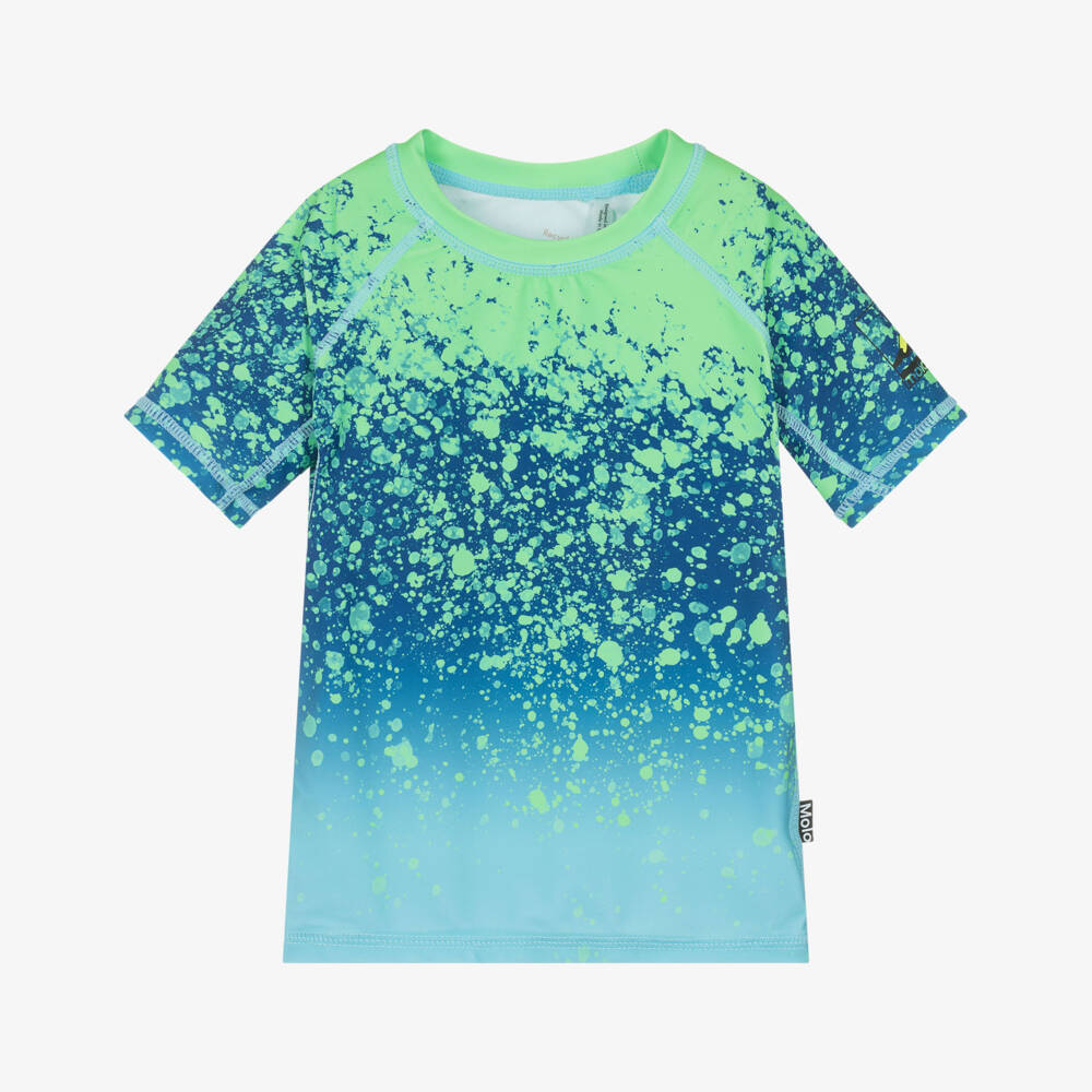 Molo-Boys Blue & Green Splash Swim Top (UPF50+) | Childrensalon Outlet