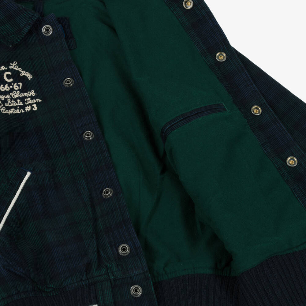 Ralph Lauren-Boys Blue & Green Tartan Corduroy Bomber Jacket | Childrensalon Outlet