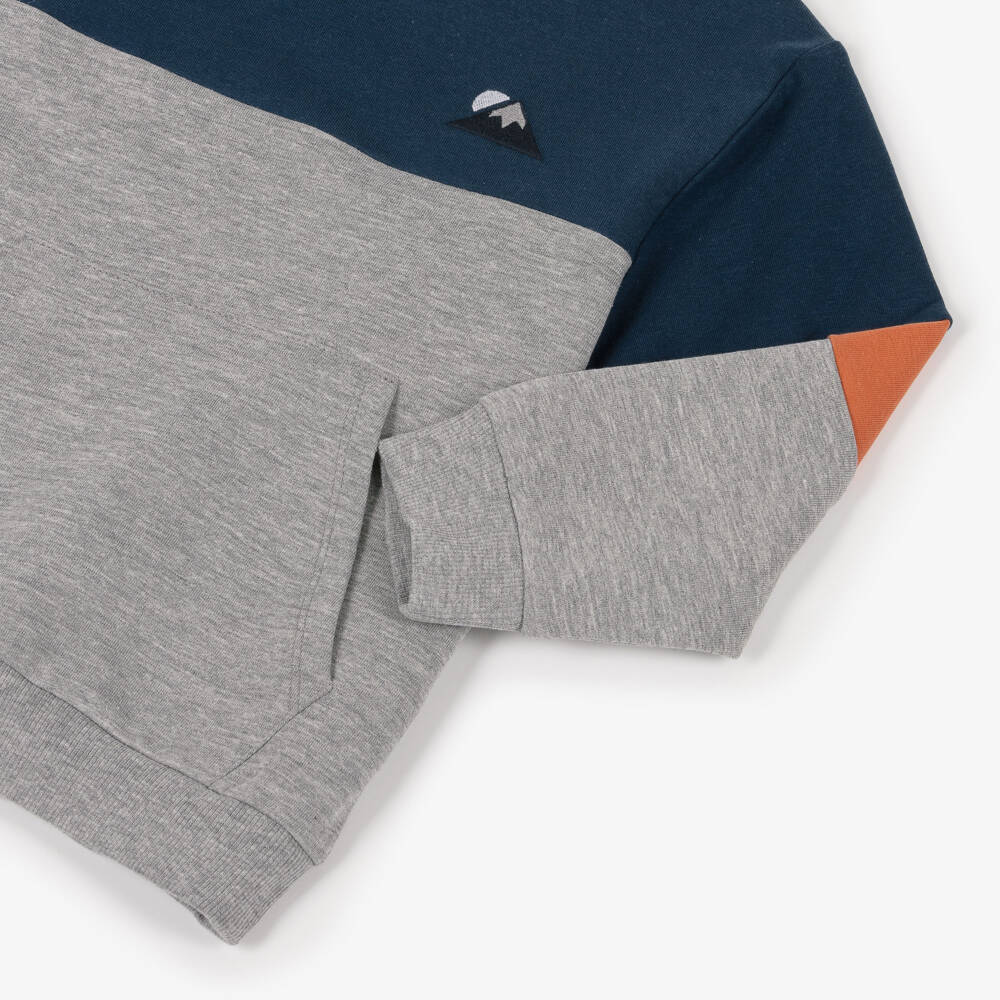 NAME IT-Boys Blue & Grey Marl Colourblock Cotton Sweatshirt | Childrensalon Outlet