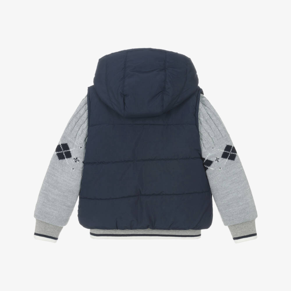 Lapin House-Boys Blue Hooded Gilet & Zip-Up Top 2-in-1 | Childrensalon Outlet