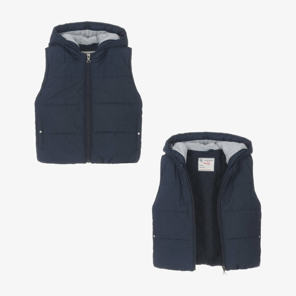Lapin House-Boys Blue Hooded Gilet & Zip-Up Top 2-in-1 | Childrensalon Outlet