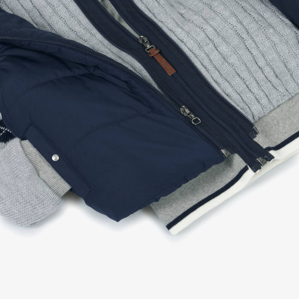 Lapin House-Boys Blue Hooded Gilet & Zip-Up Top 2-in-1 | Childrensalon Outlet