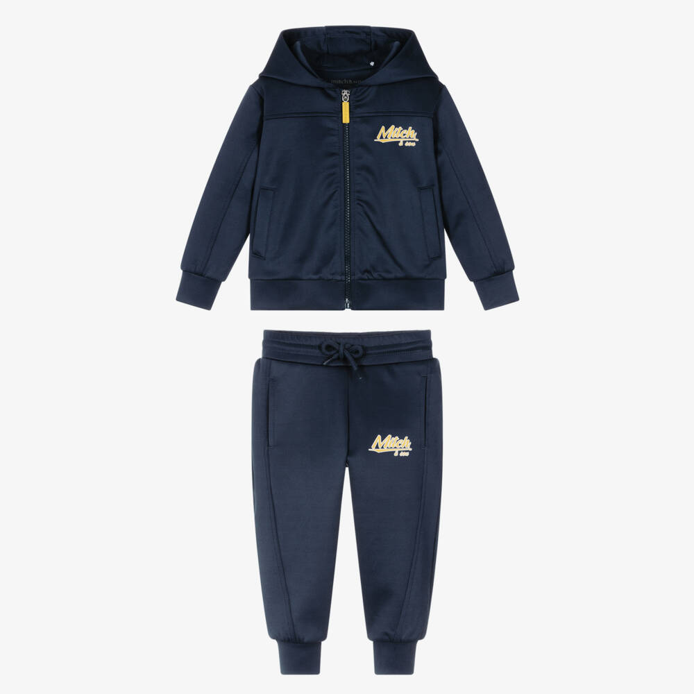 Mitch & Son-Boys Blue Hooded Zip-Up Tracksuit | Childrensalon Outlet