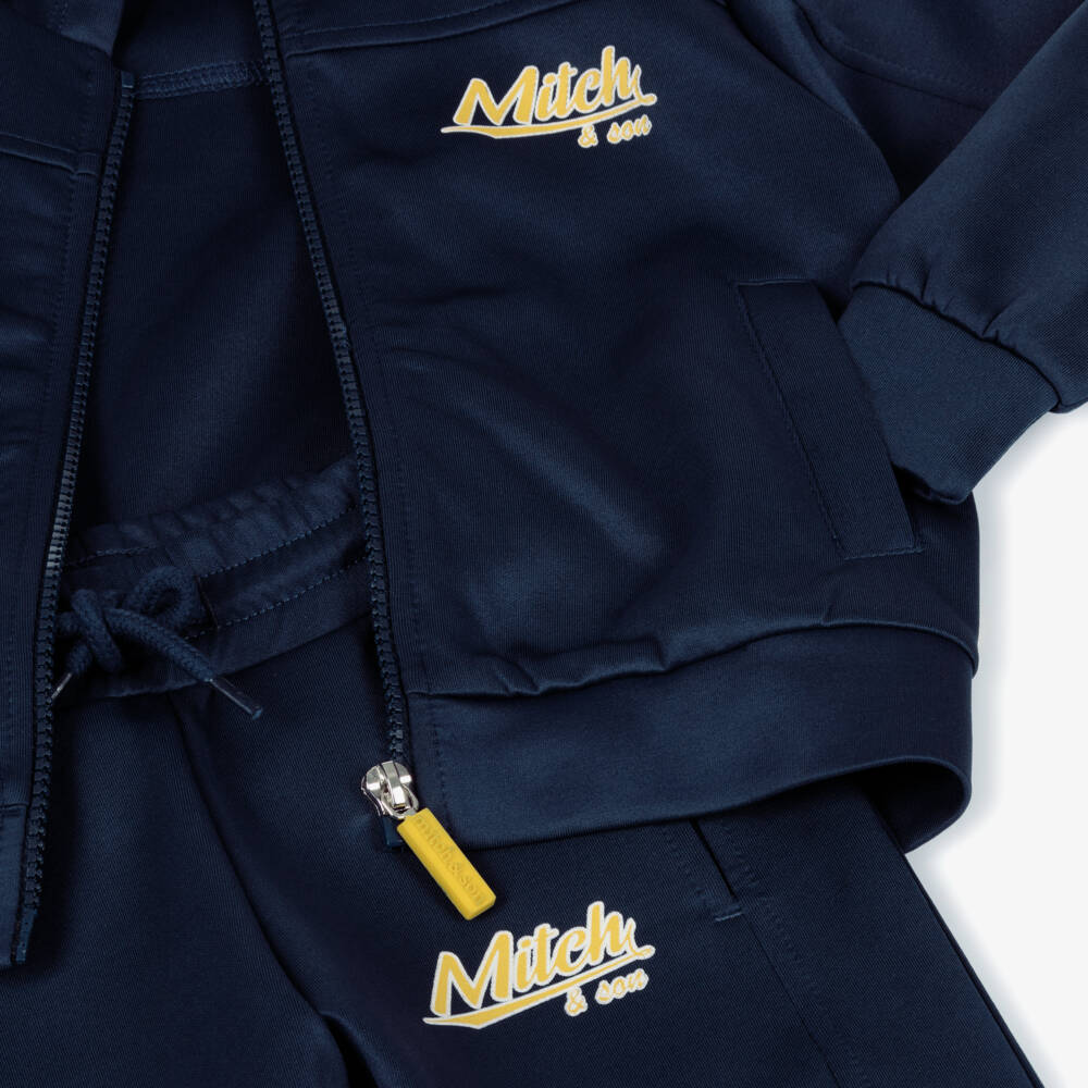 Mitch & Son-Boys Blue Hooded Zip-Up Tracksuit | Childrensalon Outlet