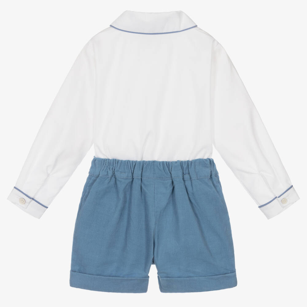 Rachel Riley-طقم قطني أزرق وأبيض للأولاد | Childrensalon Outlet