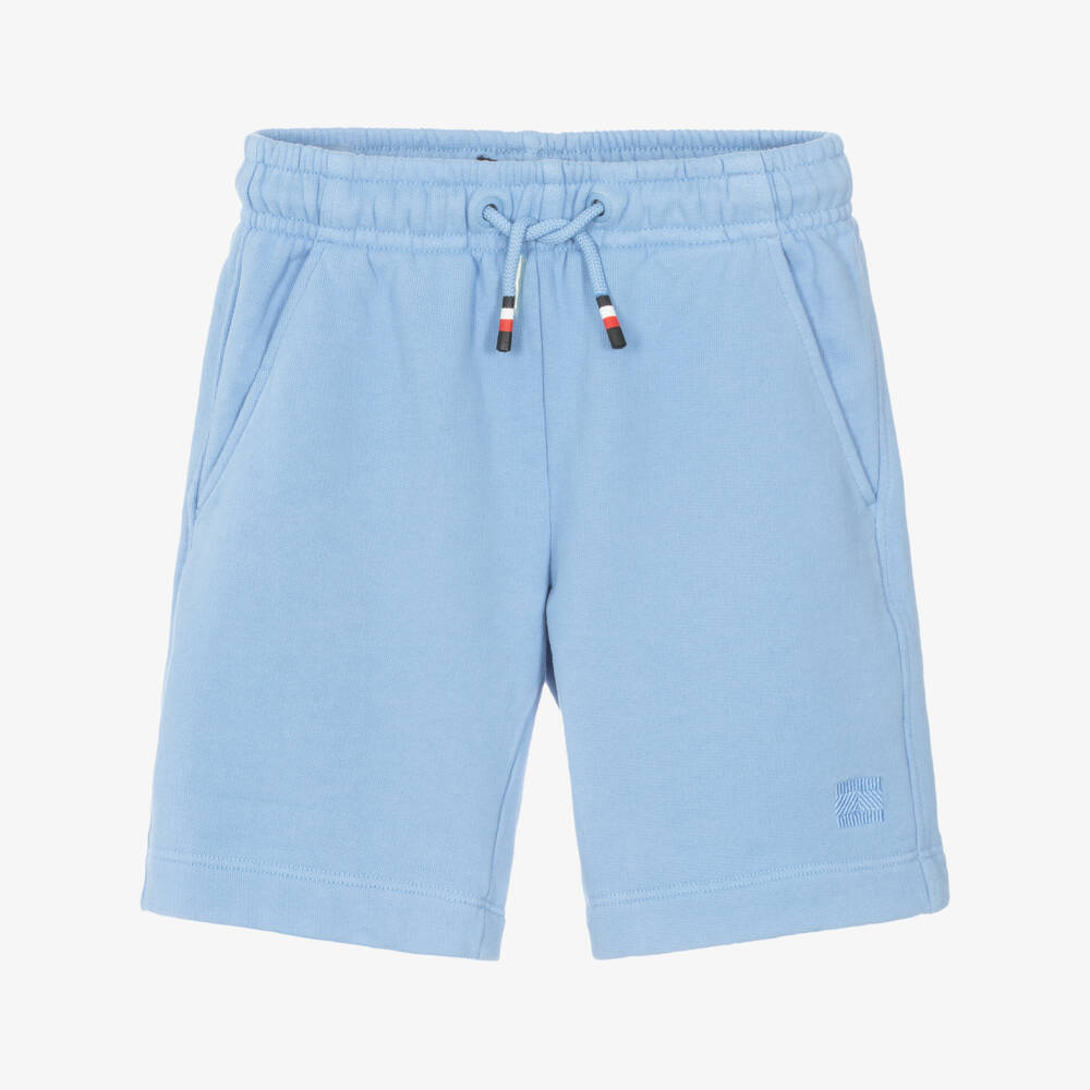 Tommy Hilfiger-Boys Blue Jersey Shorts with Tonal Flag Embroidery | Childrensalon Outlet