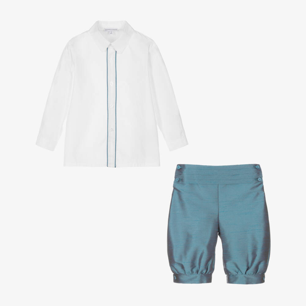 Beatrice & George-Boys Blue Knickerbocker Shorts Set | Childrensalon Outlet