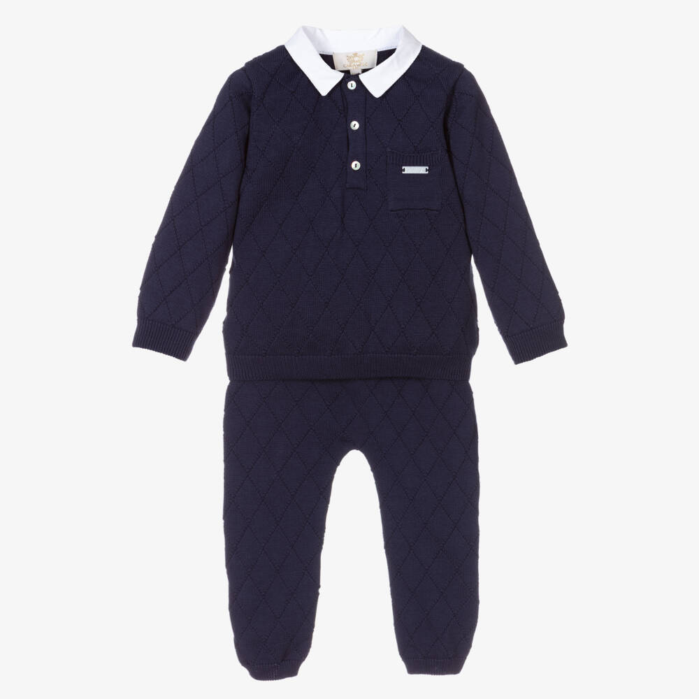 Caramelo Kids-Комплект синих вязаных брюк для мальчиков | Childrensalon Outlet
