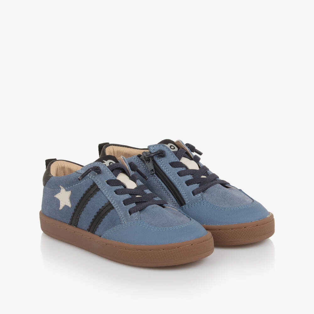 Old Soles-Boys Blue Leather Stripes & Star Trainers | Childrensalon Outlet